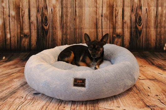 Round nest dog bed 2-in-1 cuddler, handmade and washable, made in USA