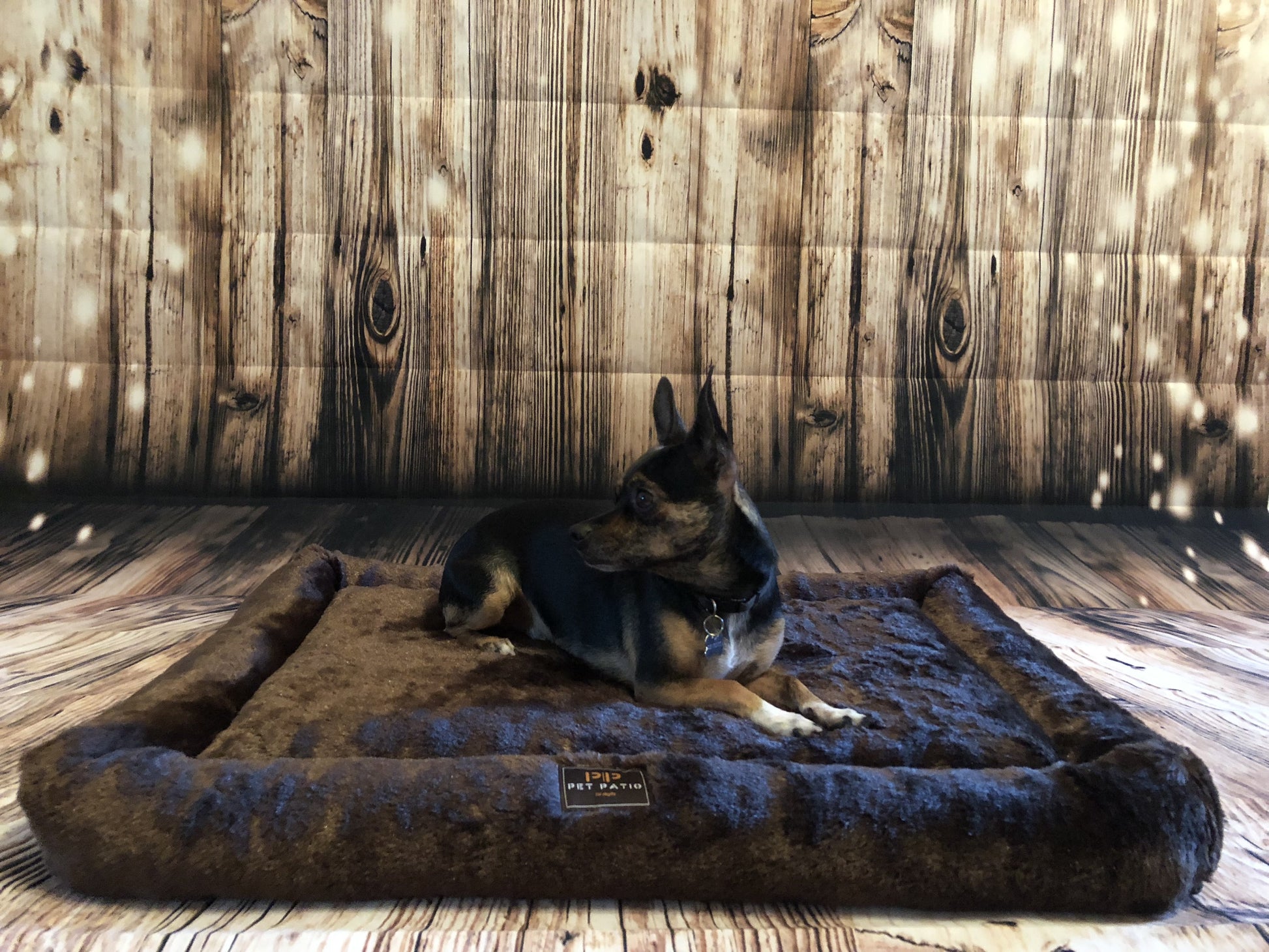 Orthopedic dog crate mat in chocolate brown, machine washable