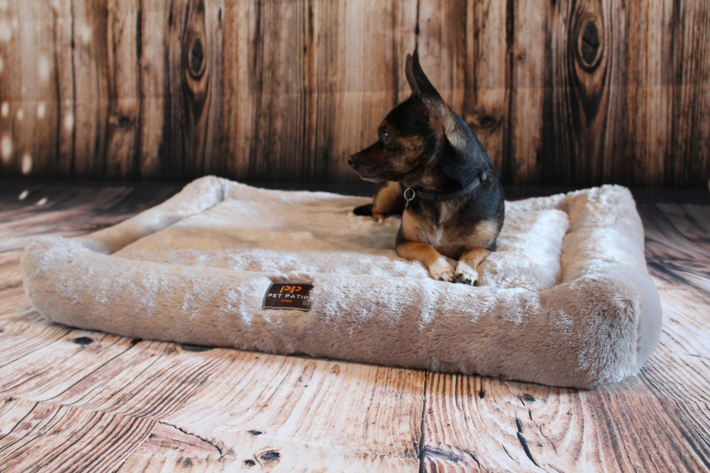 Orthopedic dog crate mat in stone gray, handmade in Los Angeles