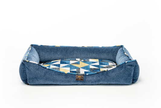 Bolster dog bed with raised sides, orthopedic lounge sofa bed handmade in LA